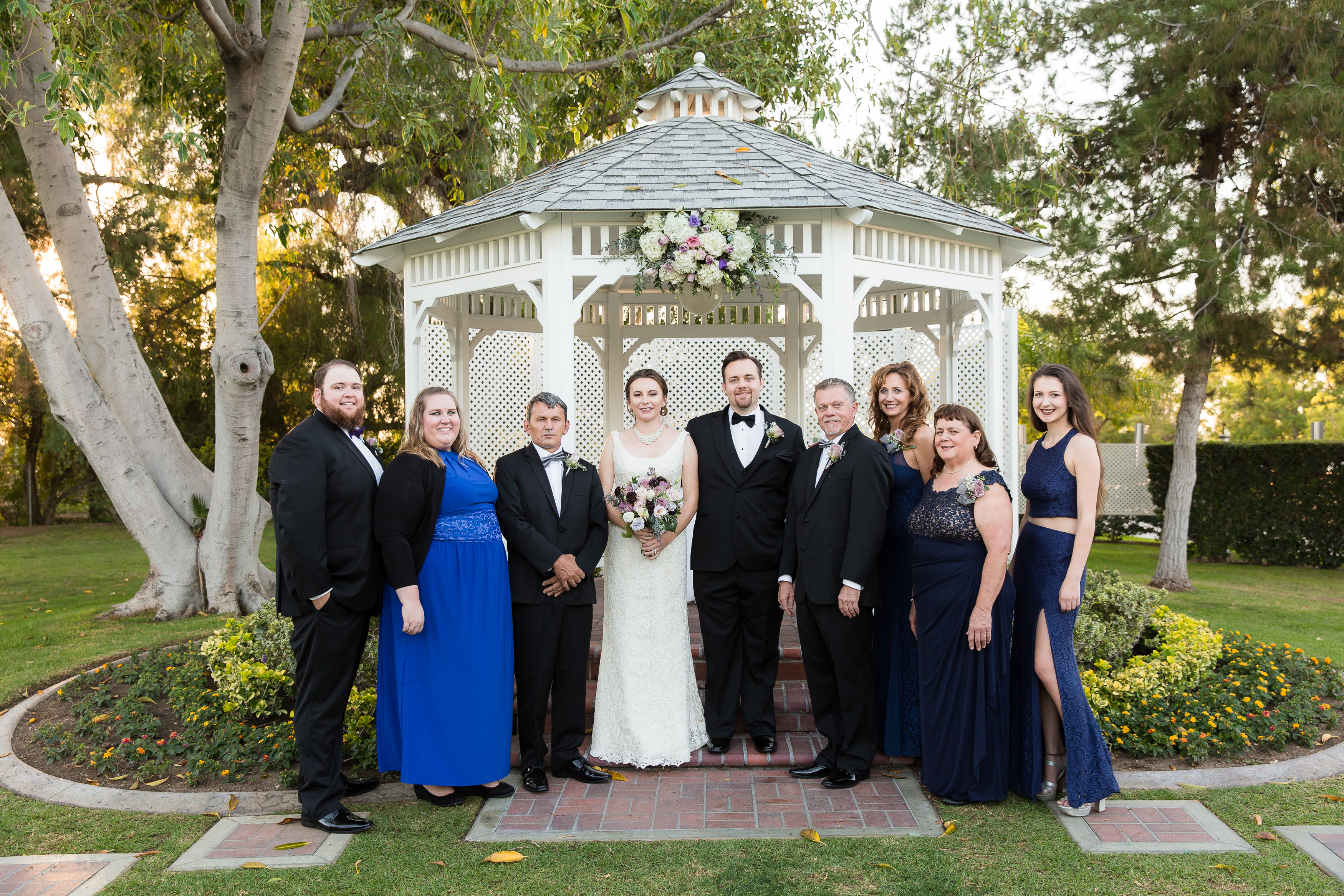 Bride and groom with family at Alta Vista Country Club wedding