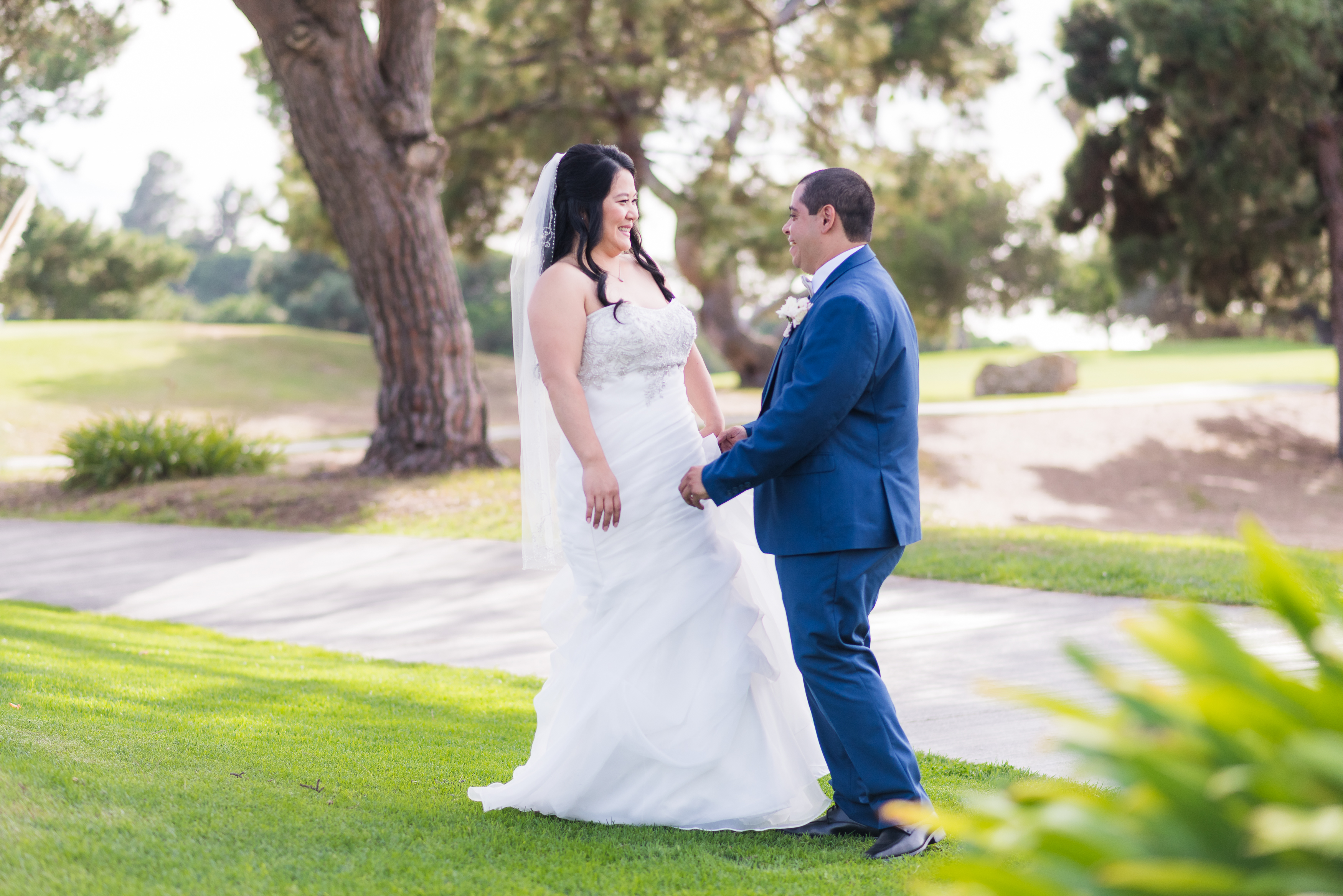 Bride and groom at Rancho Palos Verdes wedding