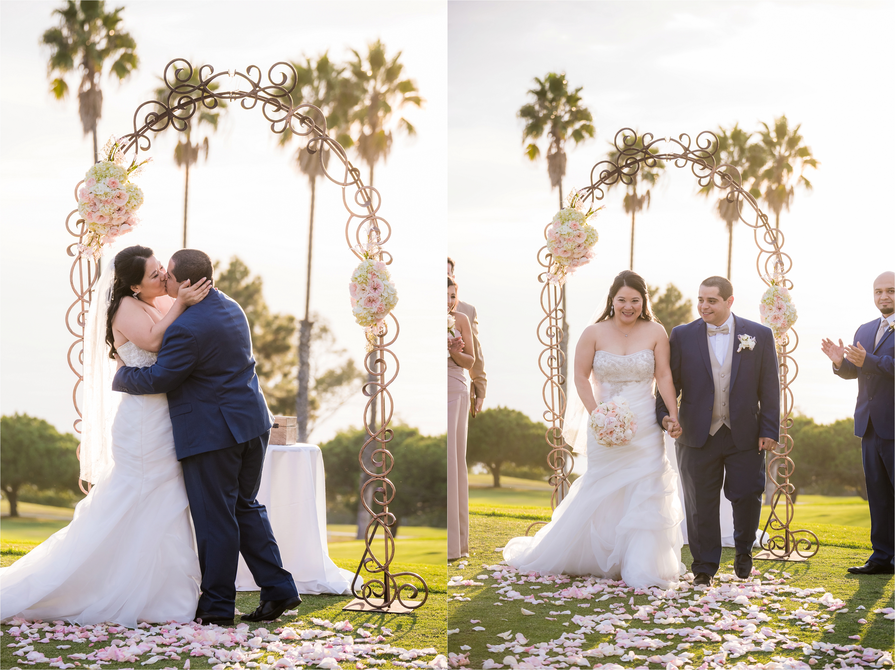 Rancho Palos Verdes wedding first kiss
