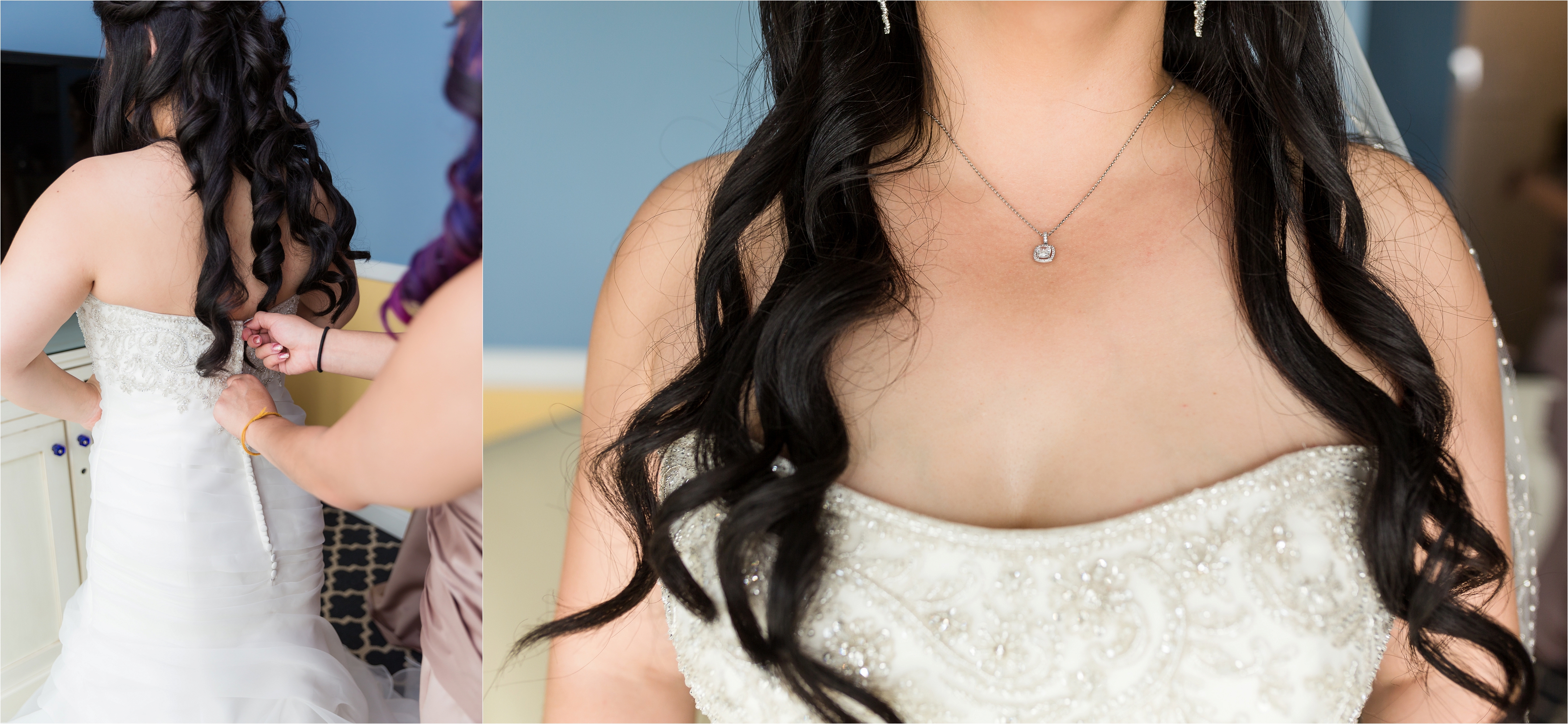 Wedding gown and necklace details