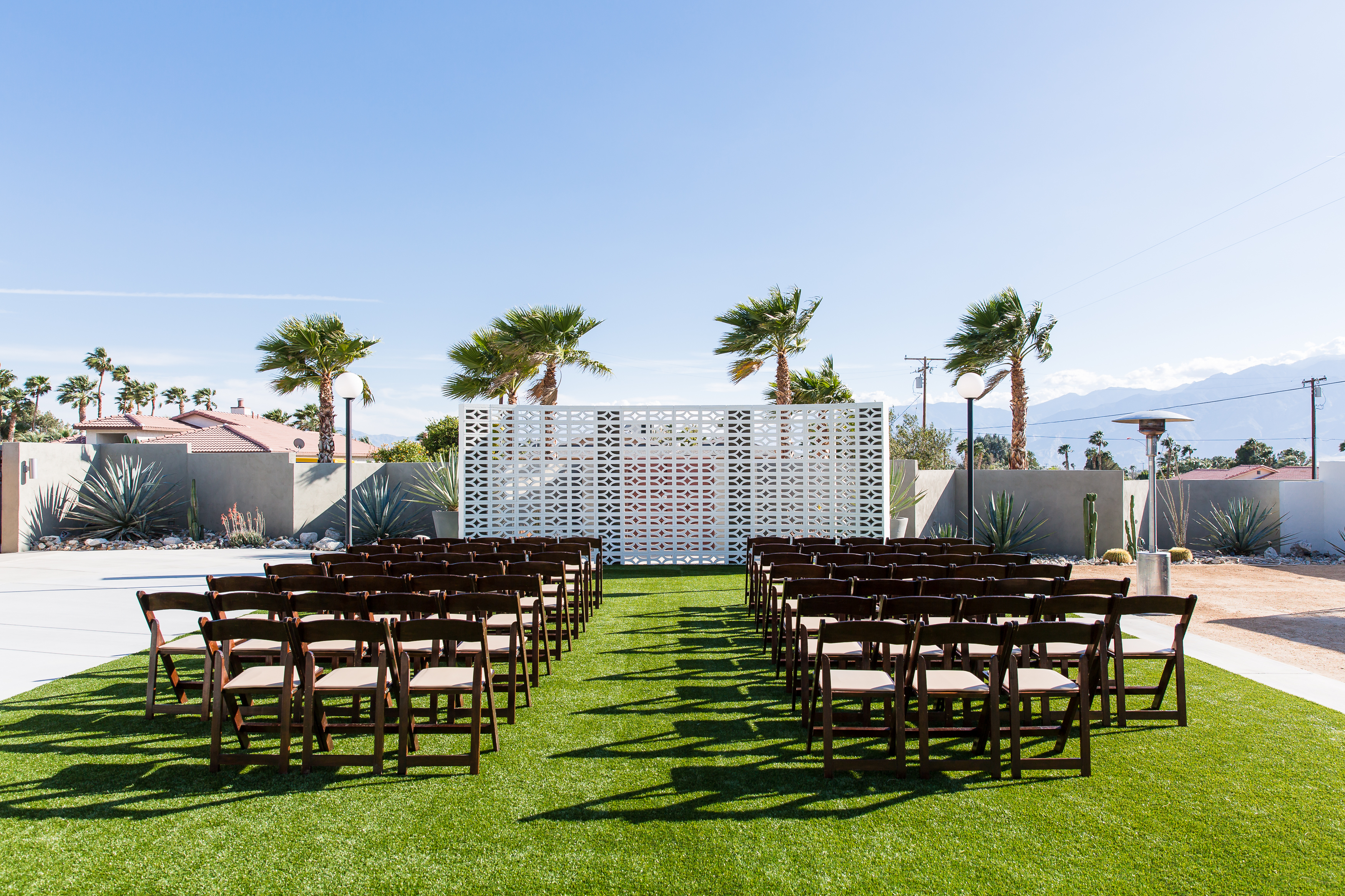 Wedding ceremony site at The Lautner in Desert Hot Springs, CA