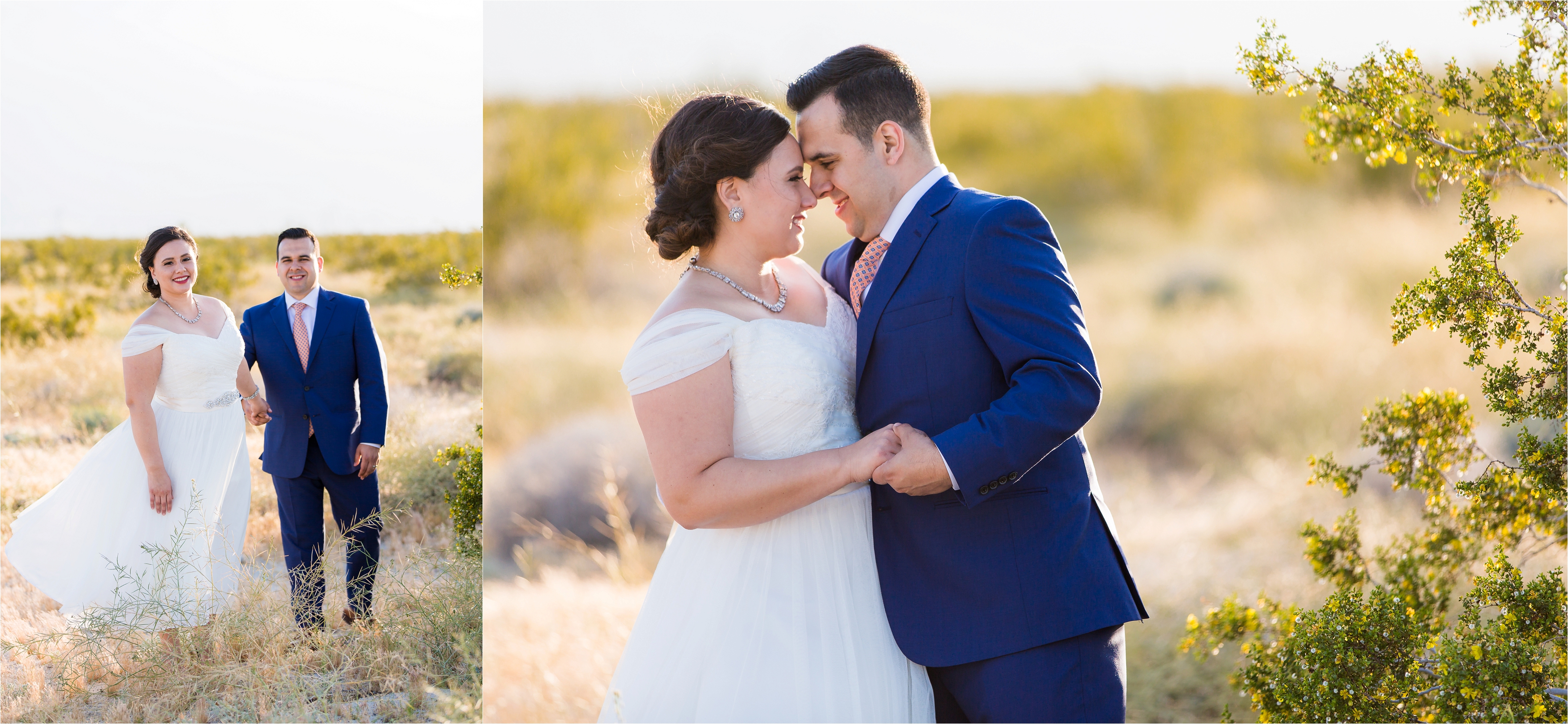 Sweethearts posing for wedding photos in Desert Hot Springs