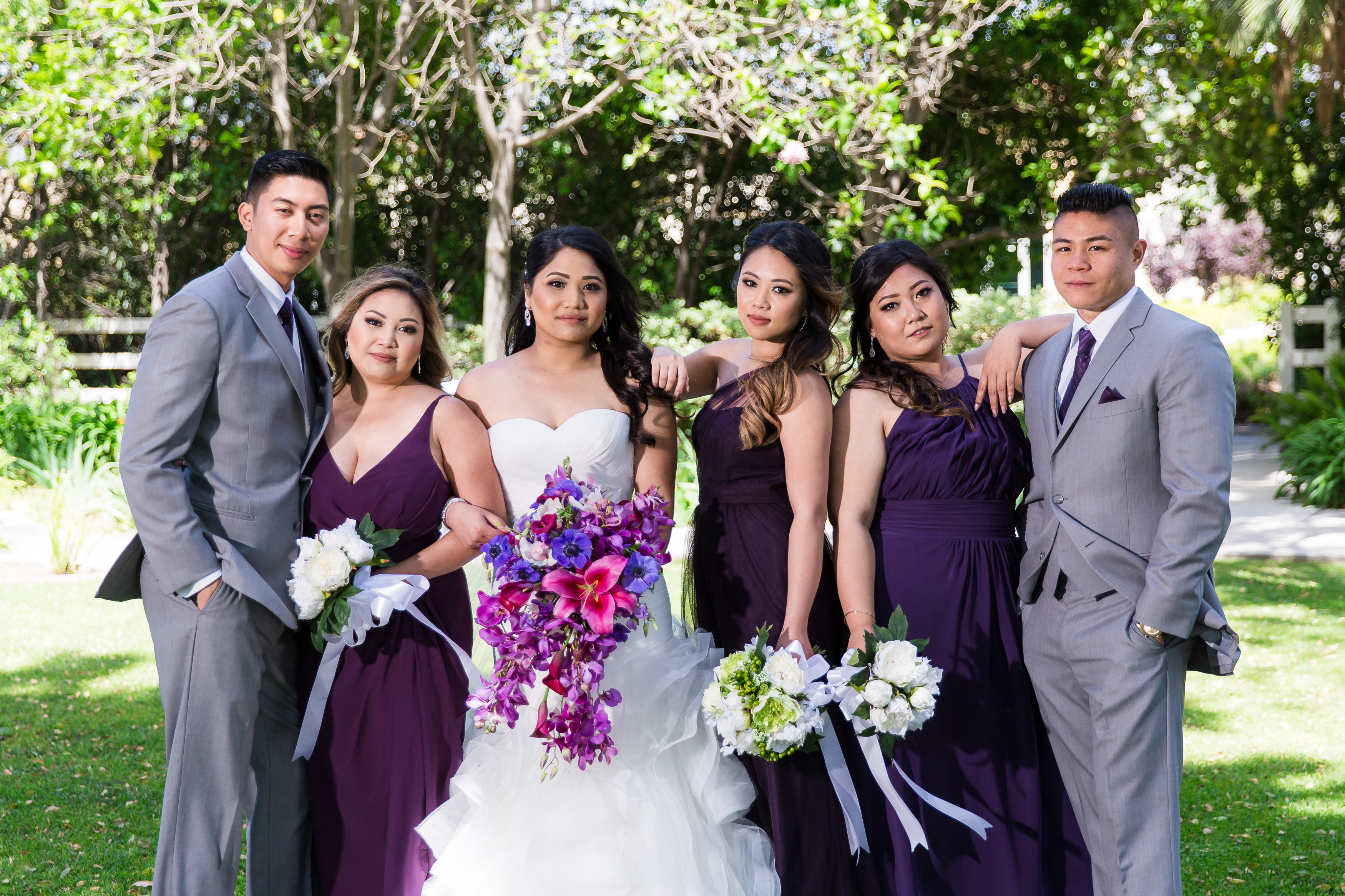 Editorial wedding party photo at Camarillo Ranch House in CA