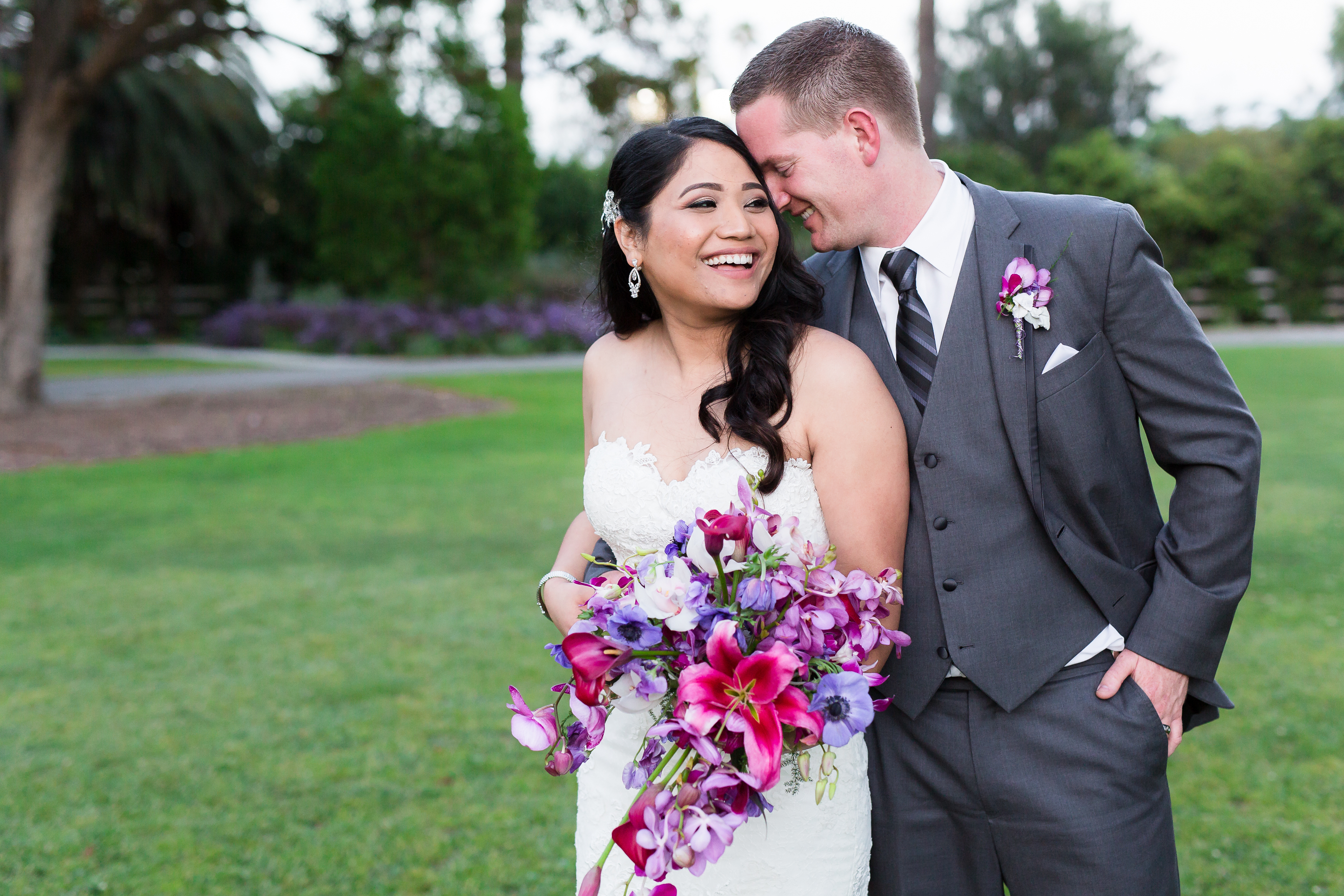 Romantic bride and groom giggle sweetly at Camarillo Ranch House, photographed by Stefani Ciotti
