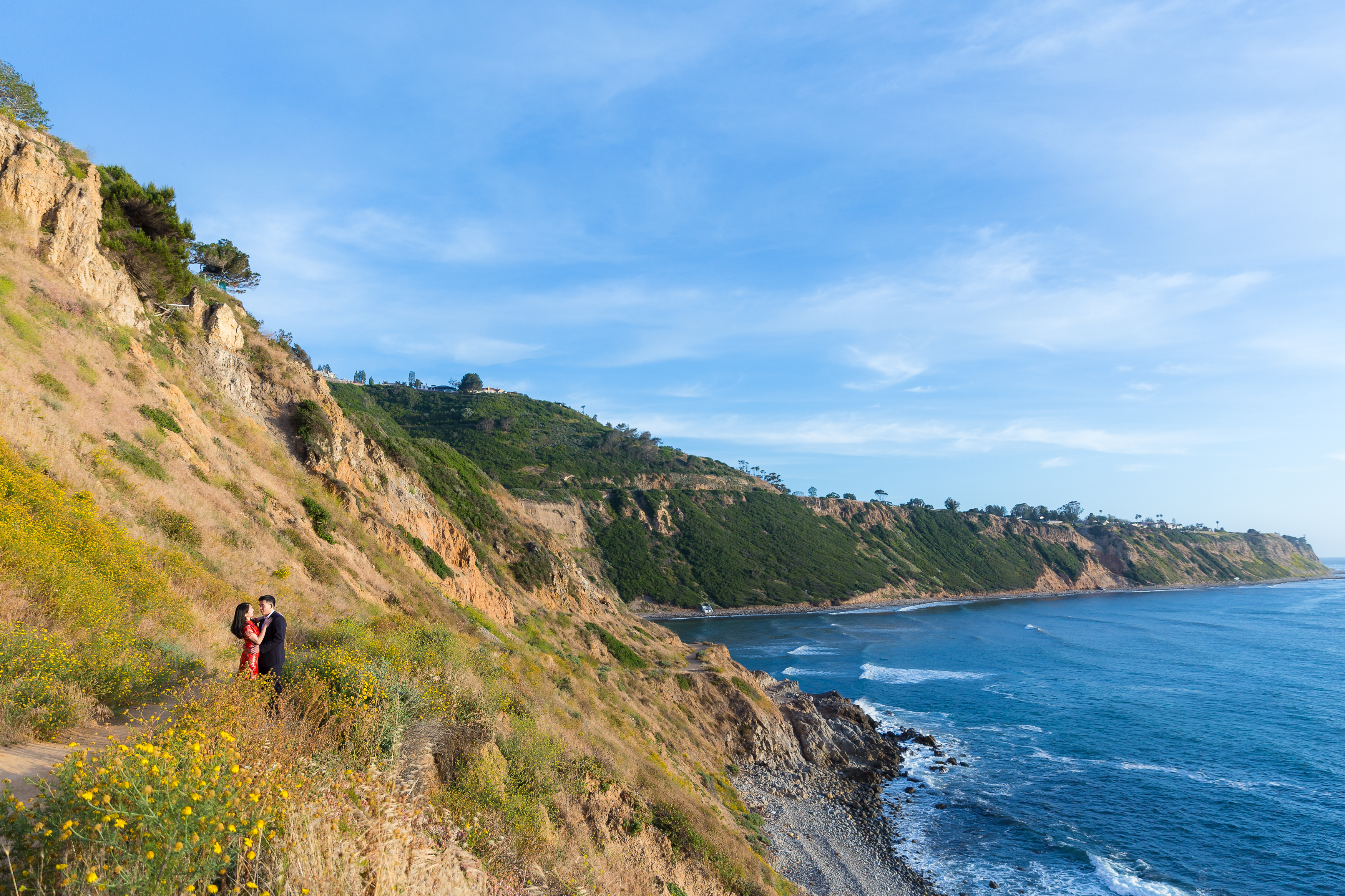 Couple at their Point Vicente Lighthouse Engagement Session in Palos Verdes