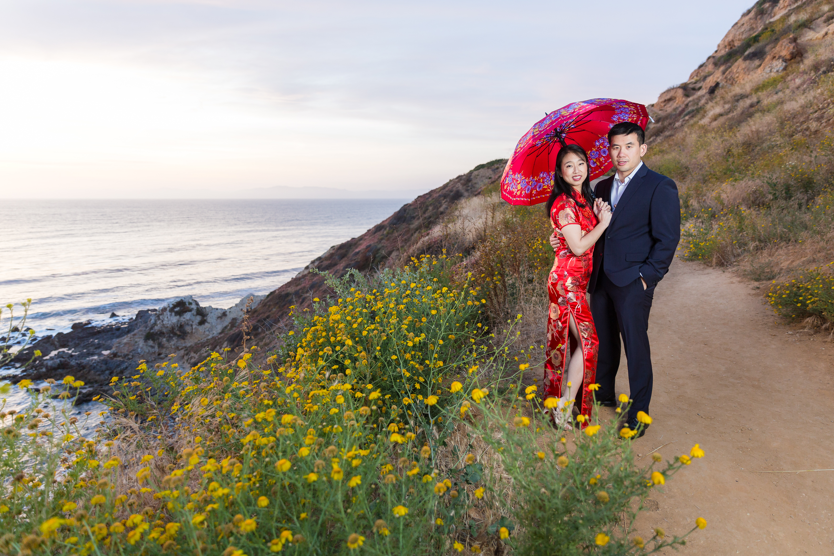 Traditional Chinese engagement session on cliffside photographed by Stefani Ciotti