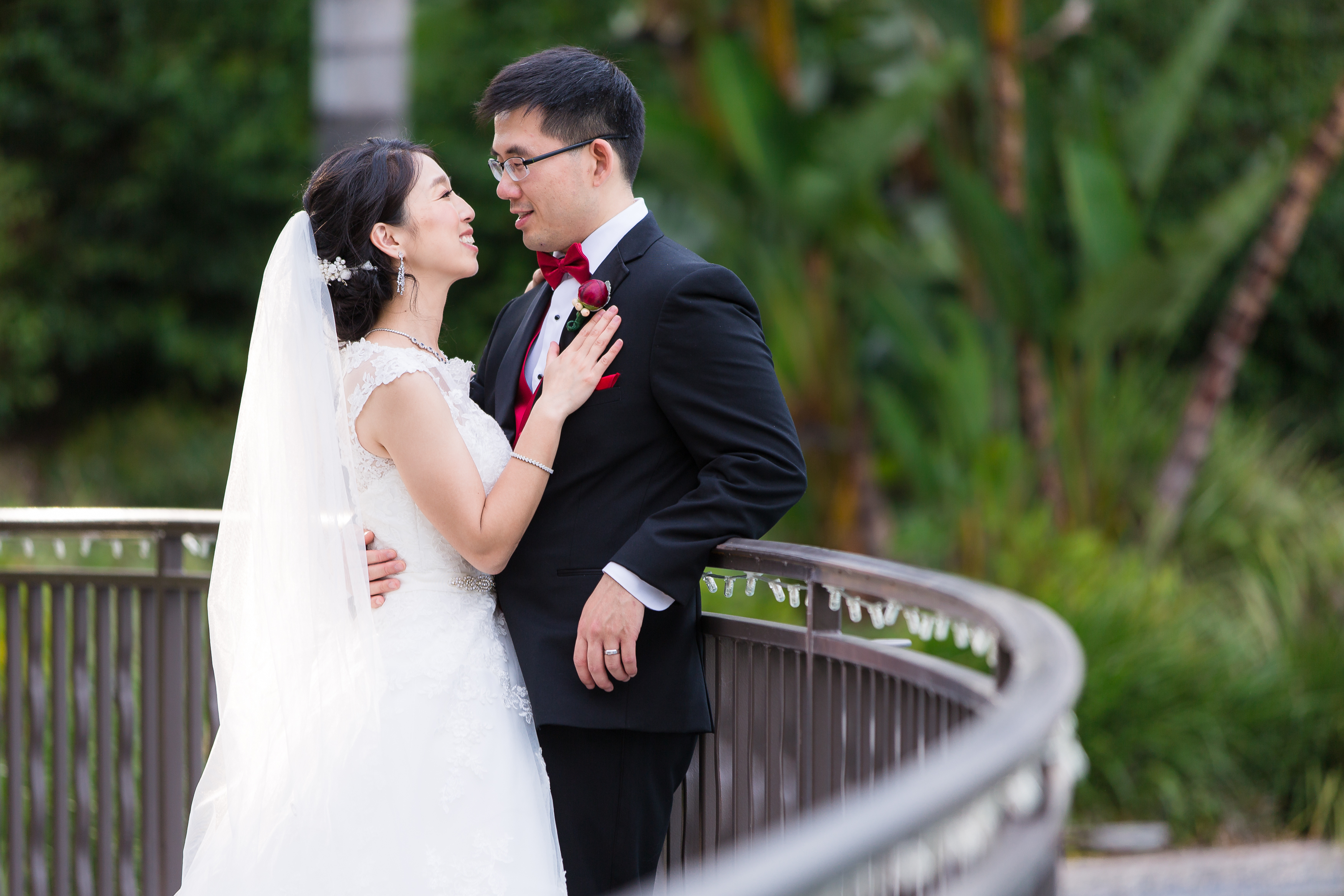Couple smiling at each other lovingly by Stefani Ciotti Pacific at Palms Resort Wedding