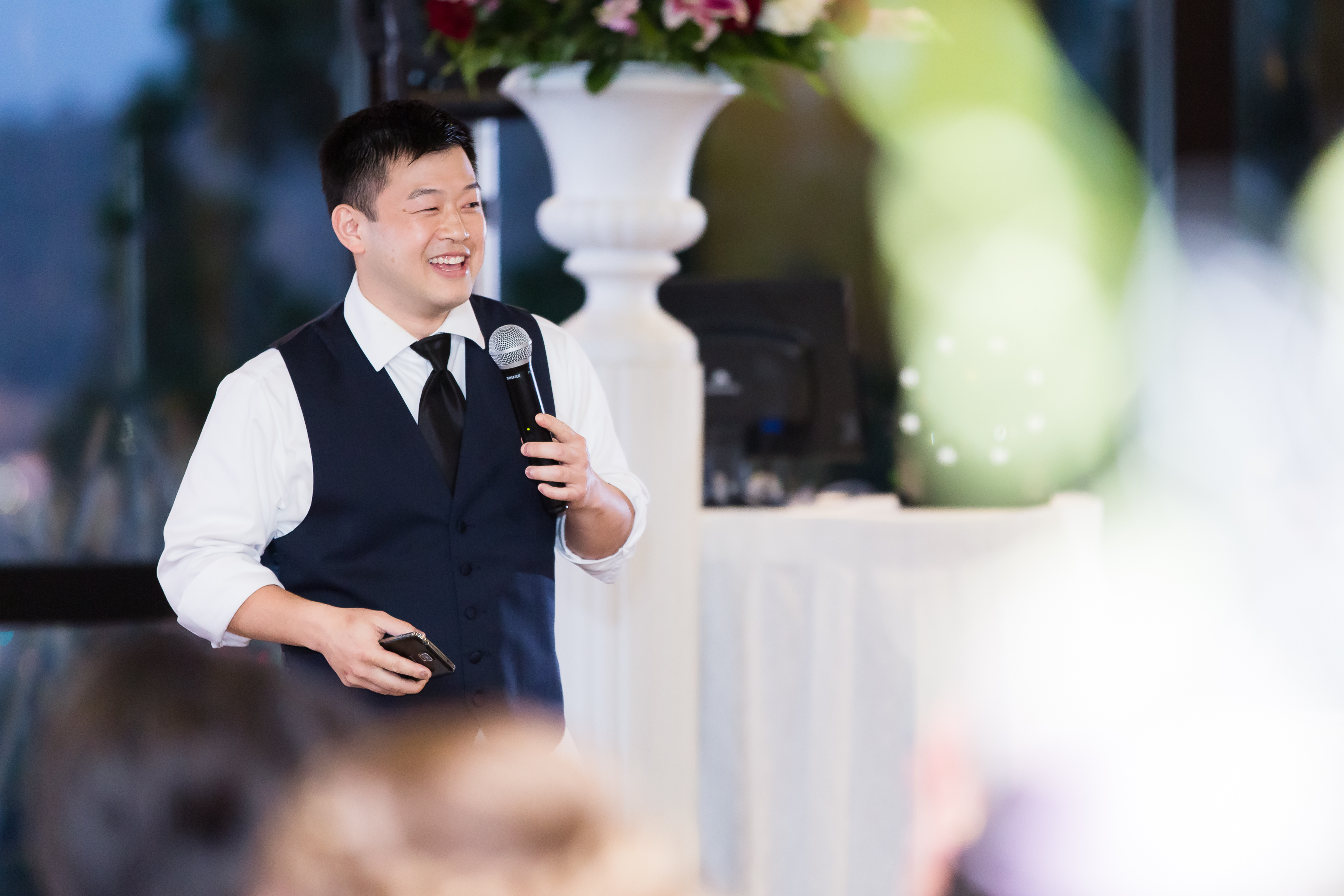 Brother of the bride delivering wedding speech