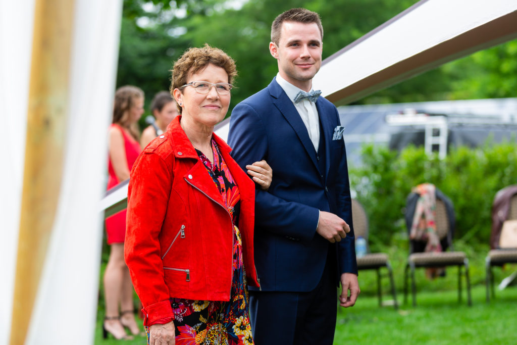Groom with his mother at Belgium Garden Wedding