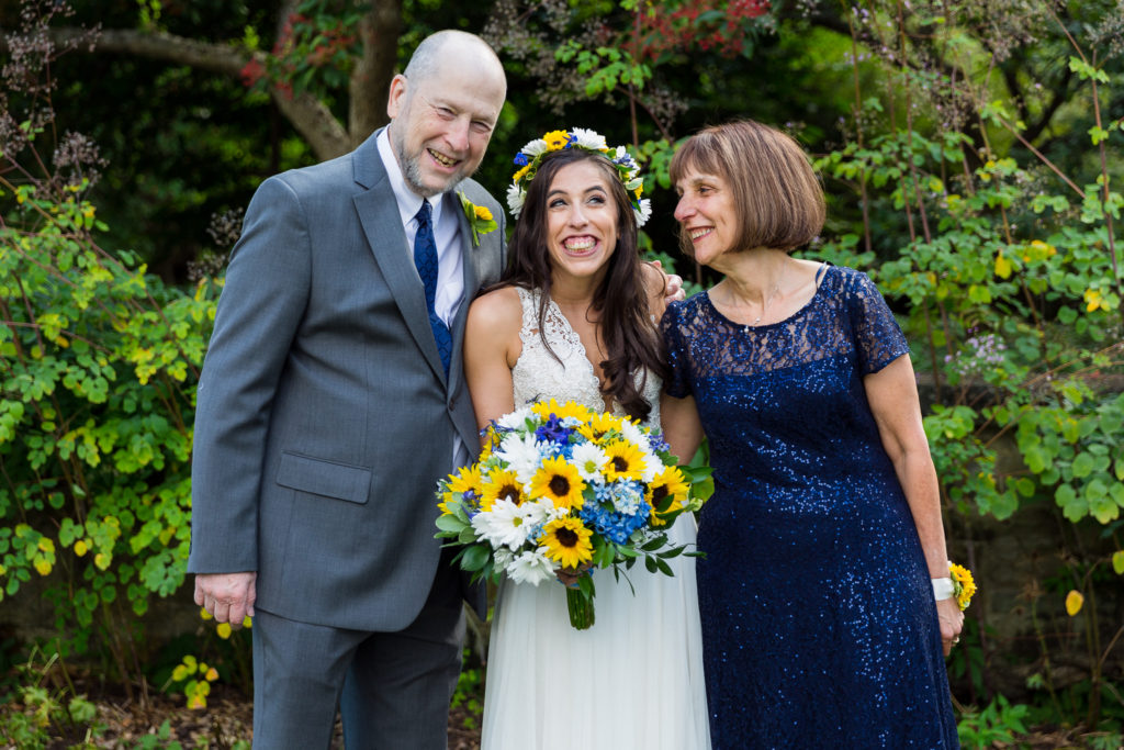 Bride with her parents at Phipps Conservatory Wedding 