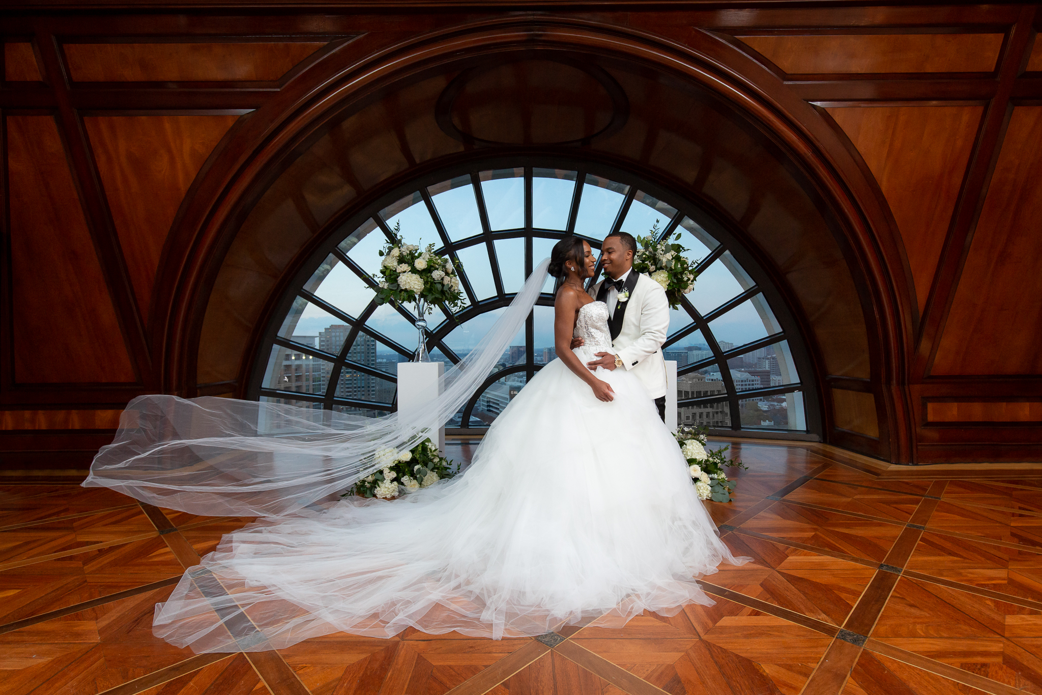 Crescent Court Hotel wedding venue in Dallas tx with bride and groom