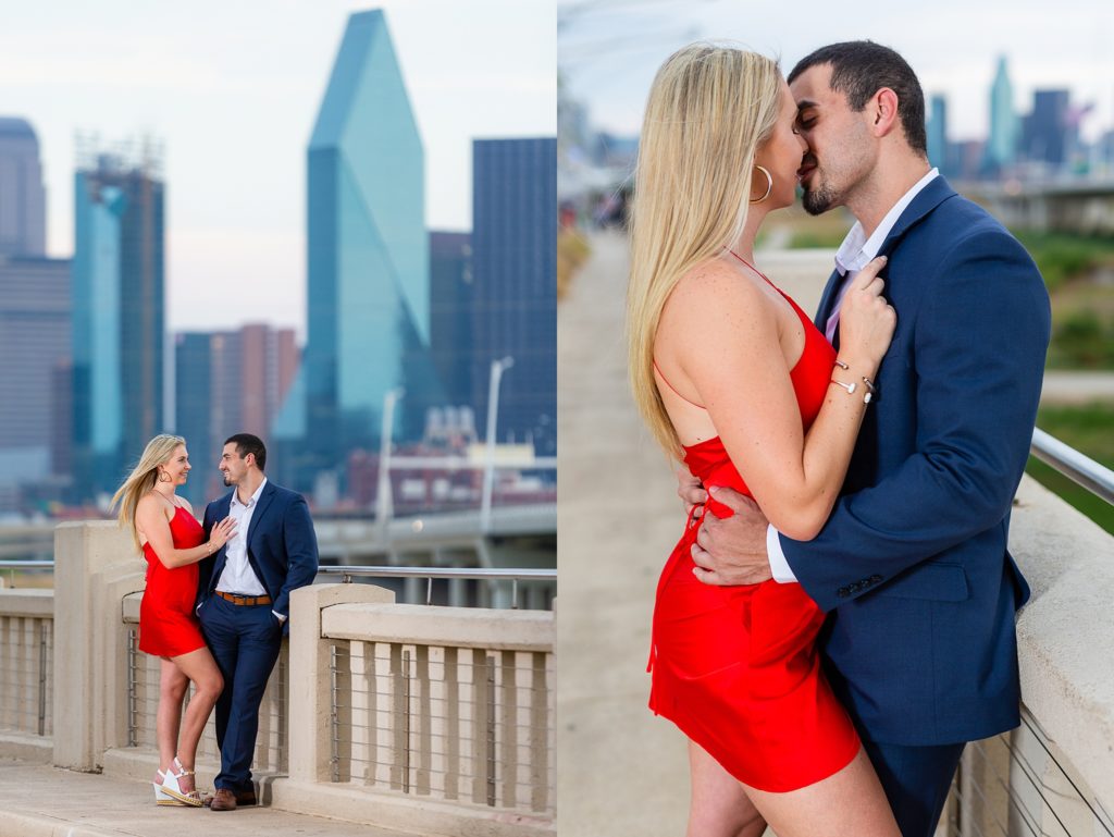Couple kissing engagement session photos