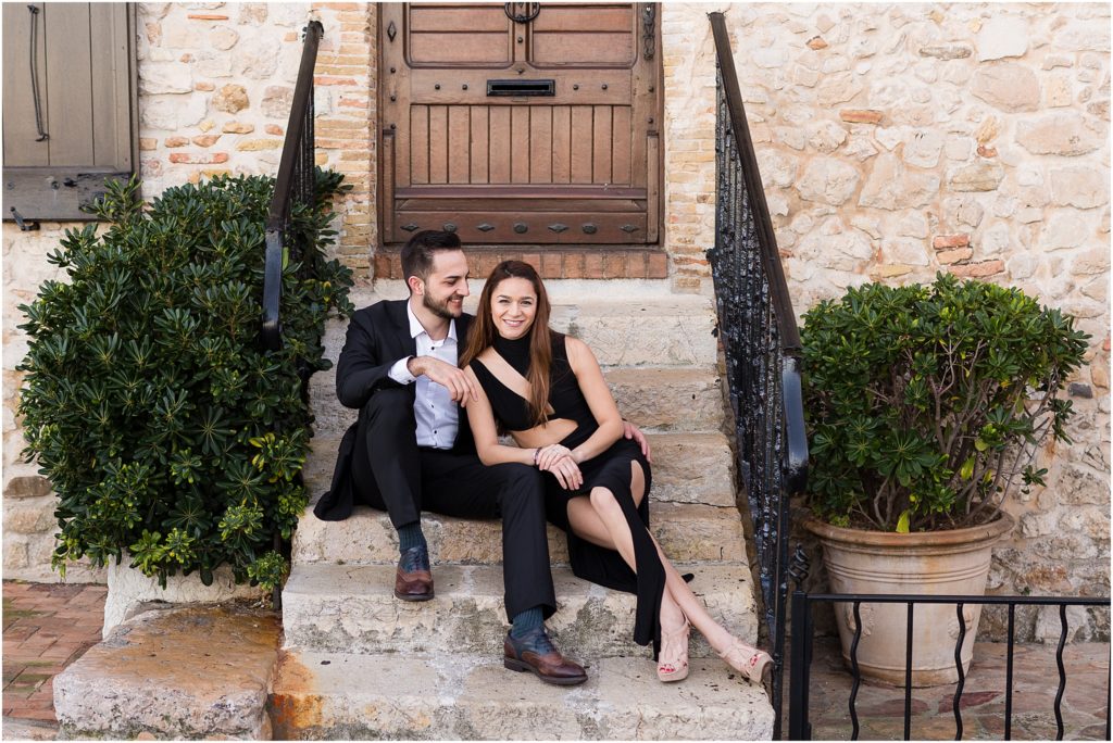 Couple sitting on stairs
