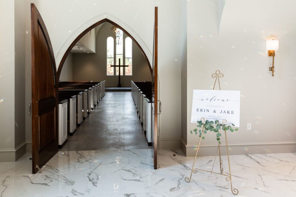 Entrance of wedding chapel in Colleyville