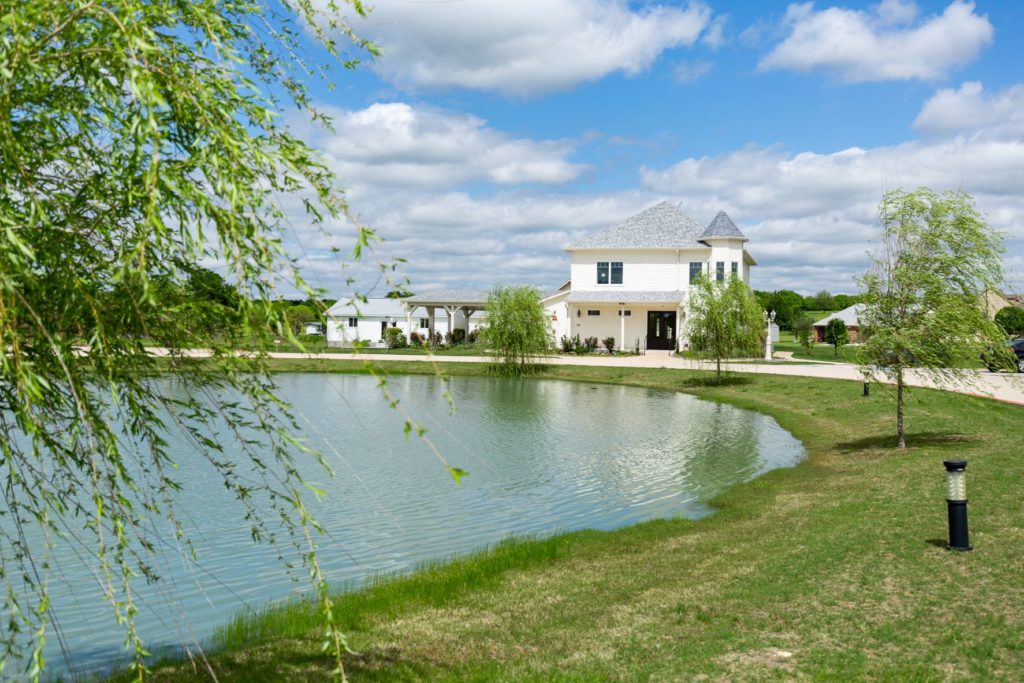 Victorian estate with pond