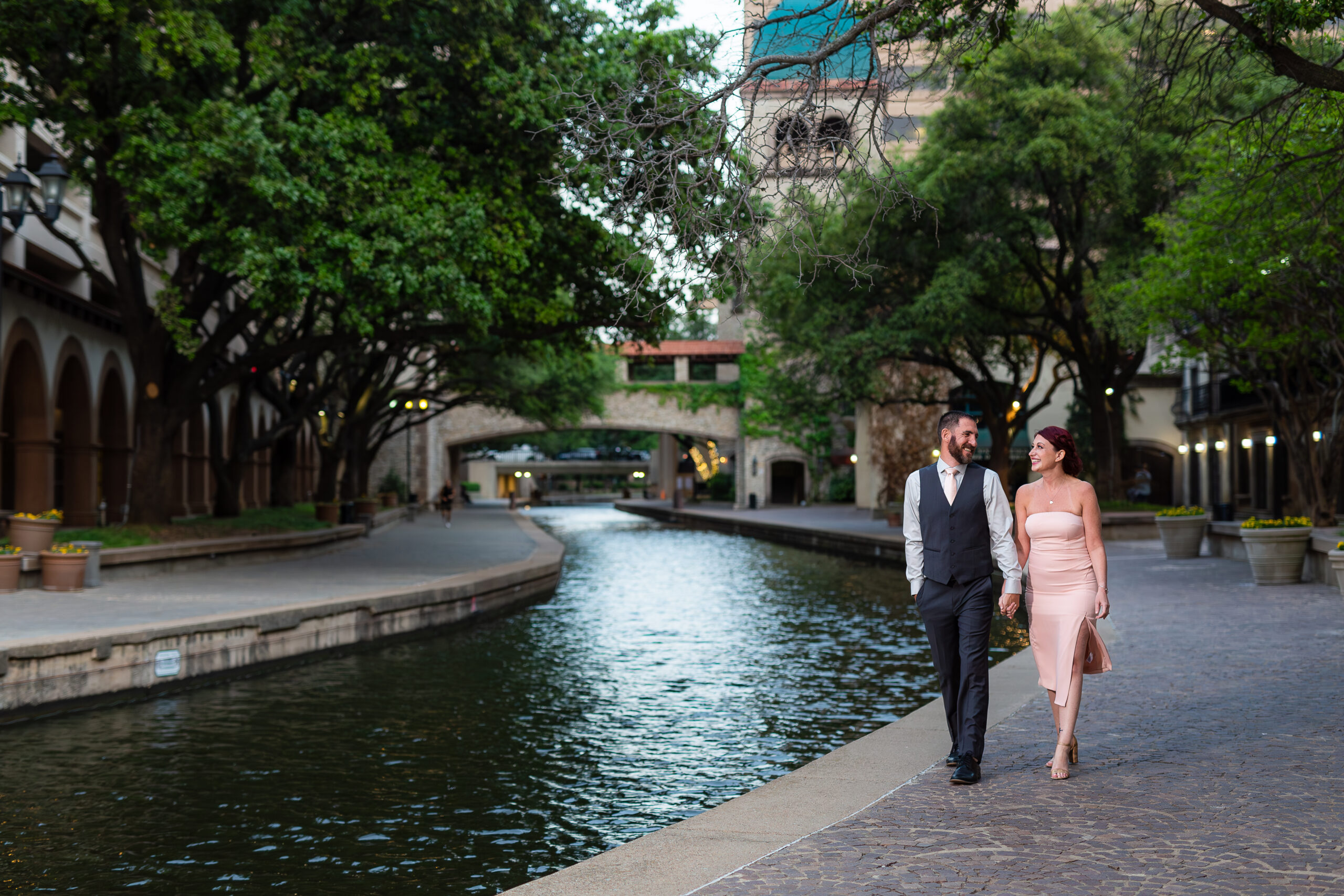 Engagement Photographer Dallas captures couple walking hand in hand during engagement photos