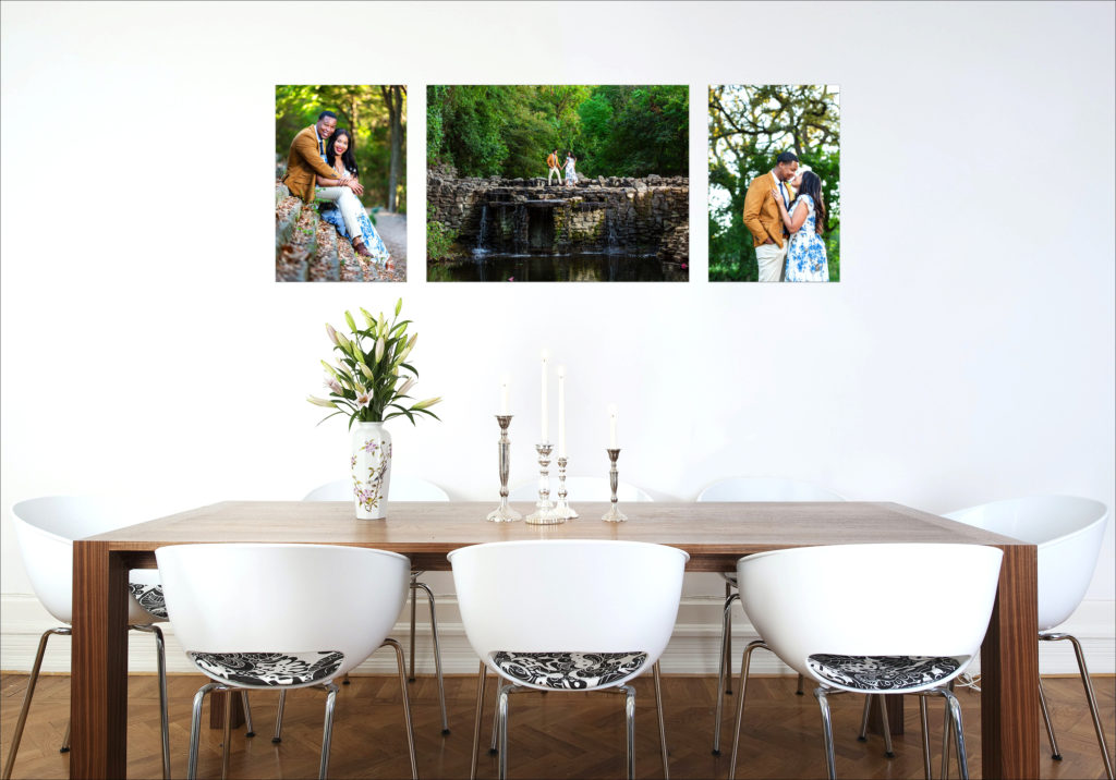 Wall with engagement photos