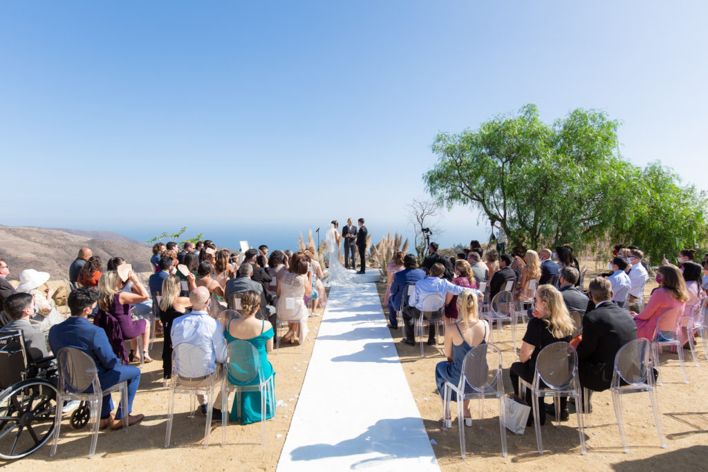 Malibu Estate Wedding ceremony with ocean view