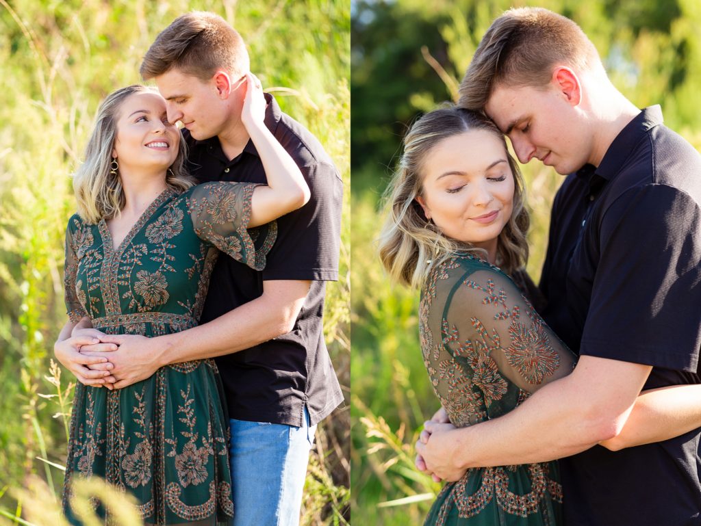 Couple at White Rock Lake Engagement Session