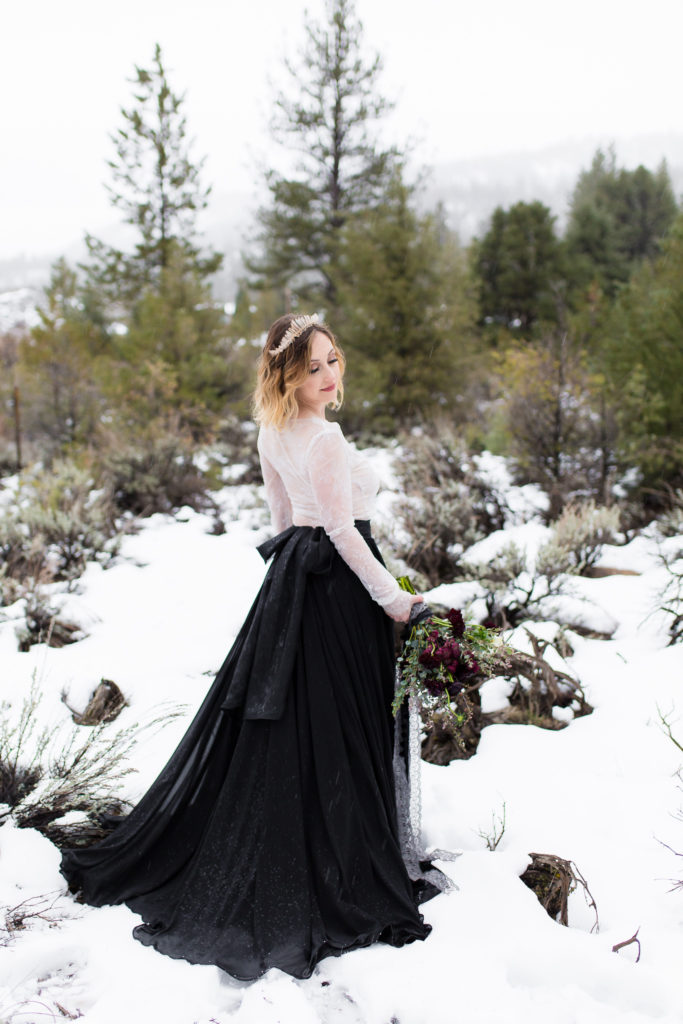 Winter bridal session in snow
