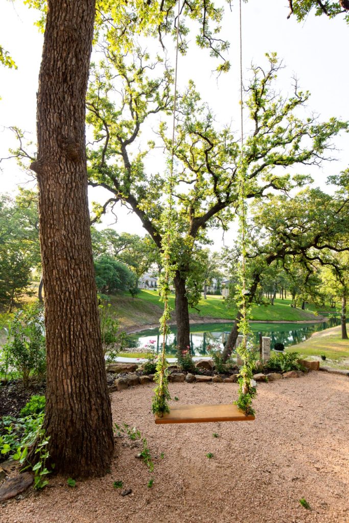 Romantic tree swing at secret garden