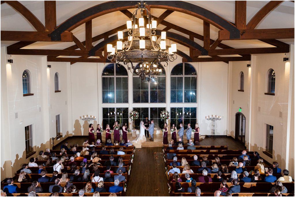 chapel at ana villa's wedding ceremony chapel in the colony texas captured by Dallas wedding photography