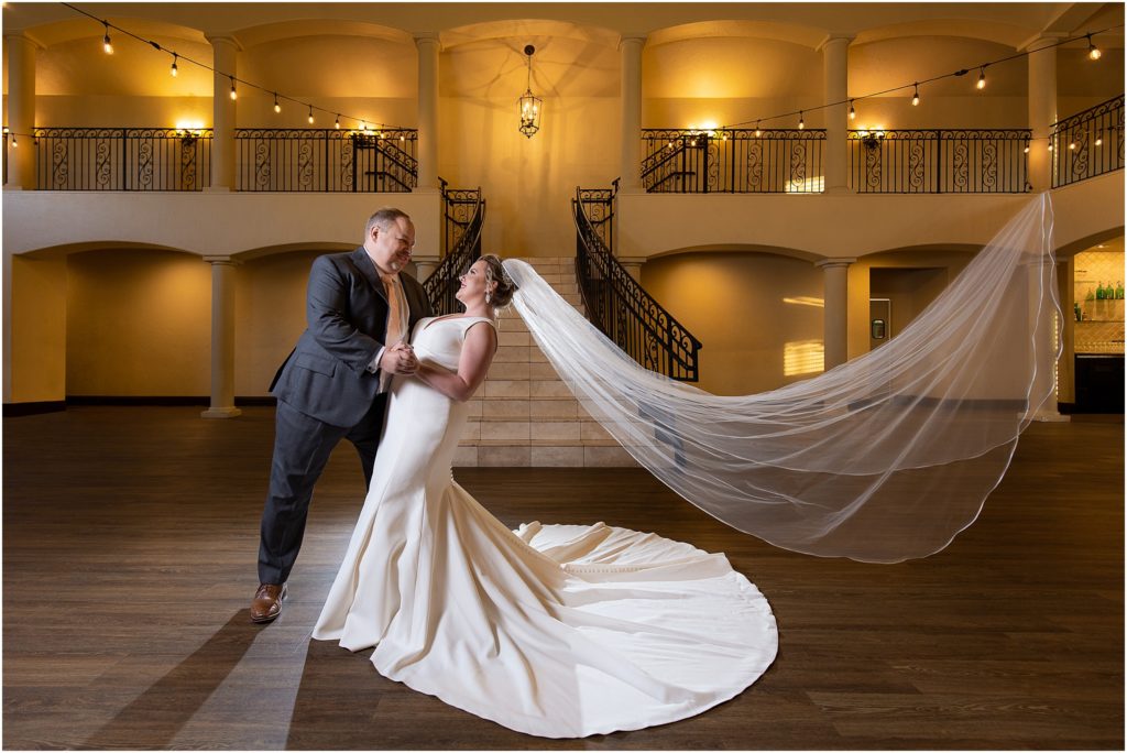 epic floating veil ballroom photo from ana villa wedding venue in dallas by Dallas wedding photographers