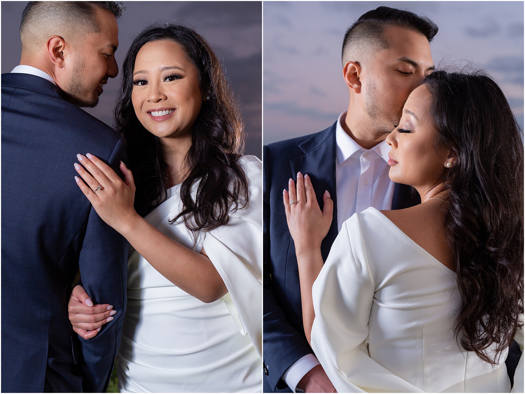Dallas wedding photographer captures elegant engagement portraits at sunset