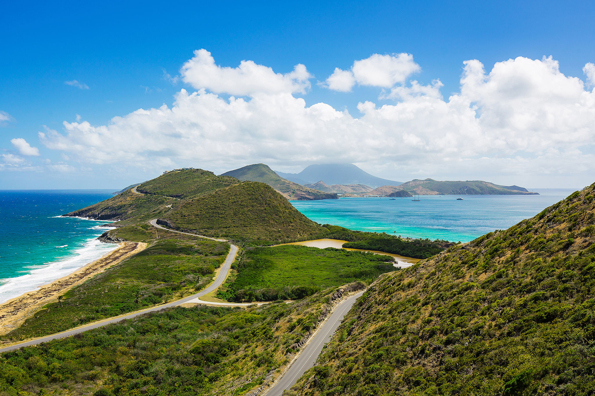 Honeymoon travel tips with mountains from st kitts caribbean