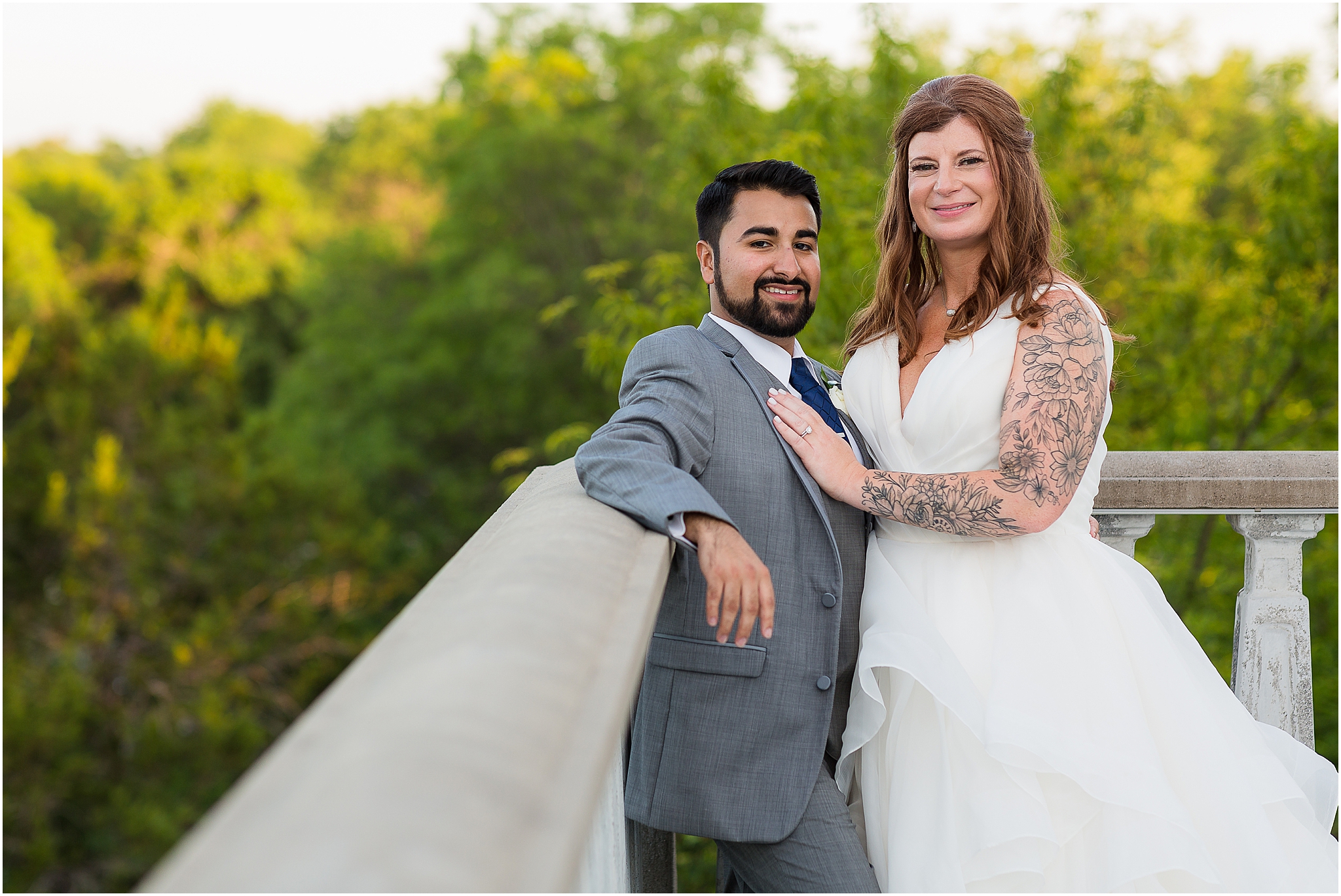 beautiful tatooed bride and groom at wedding in azle tx