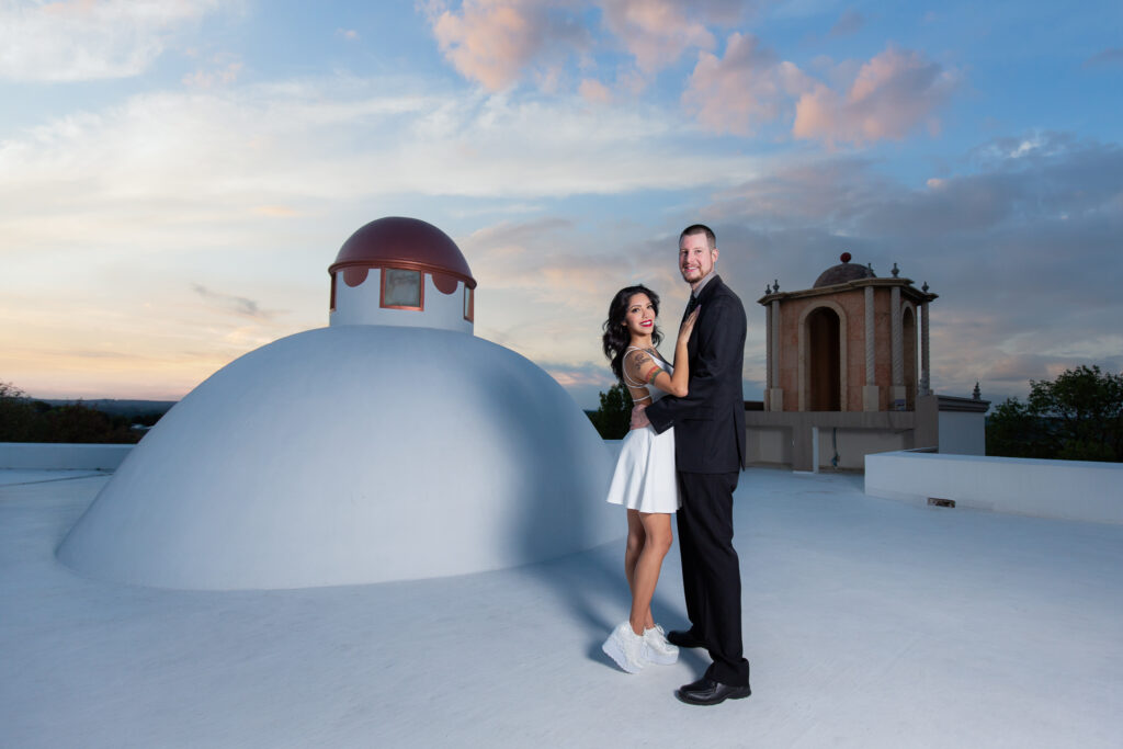 Dallas wedding photographers capture couple on rooftop