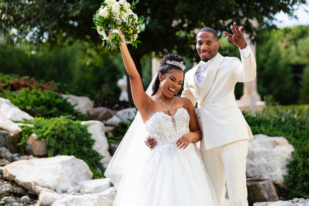 Dallas wedding photographers capture couple celebrating recent marriage