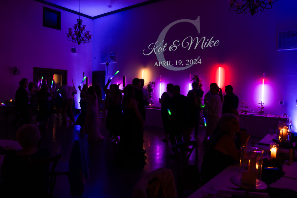 Azle TX wedding venue Stoney Ridge Villa reception colorful dance floor