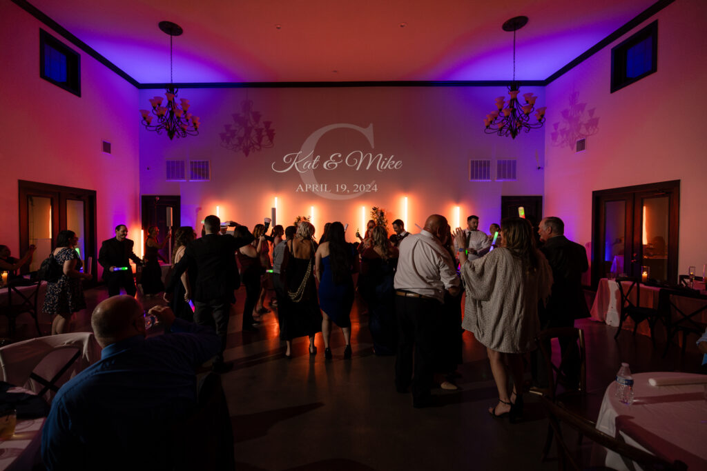 Azle TX wedding venue Stoney Ridge Villa reception colorful dance floor