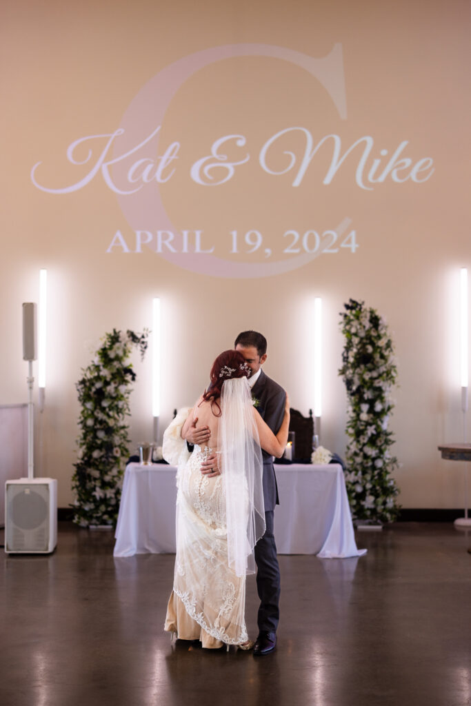 Bride and groom dancing intimately at Azle TX wedding