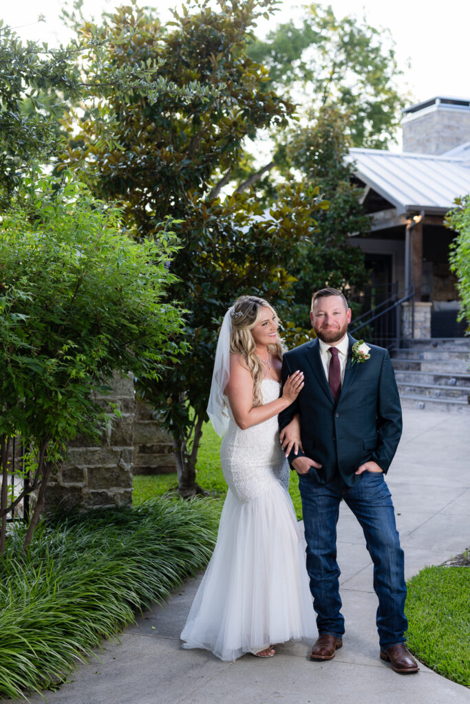 Bride smiling at groom at Hotel Lucy during elopement