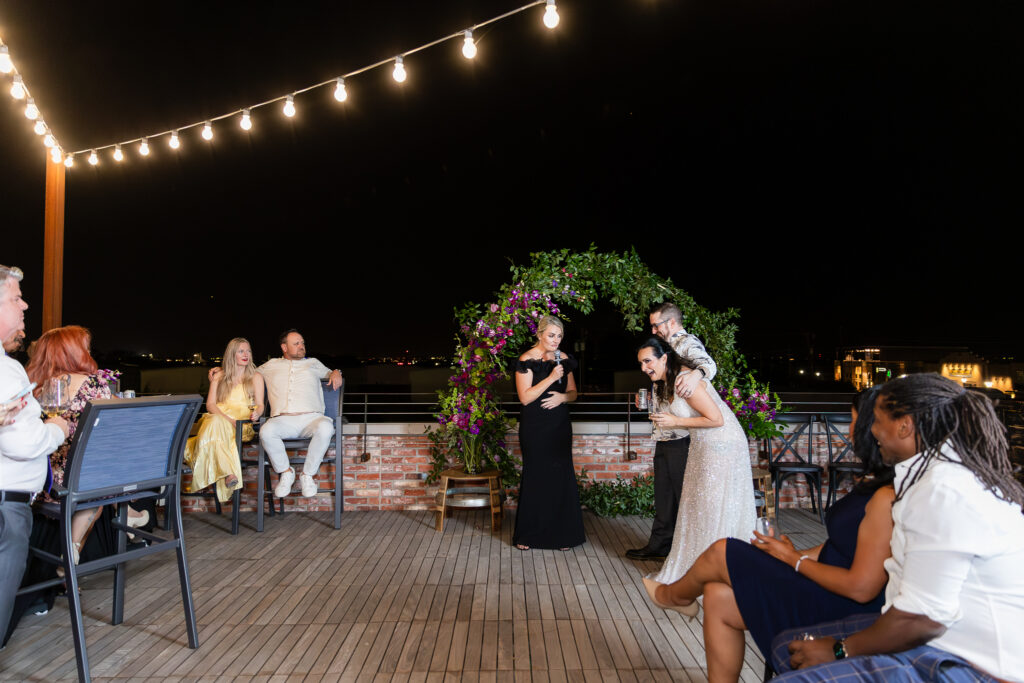 Prosper Wine House wedding reception on rooftop