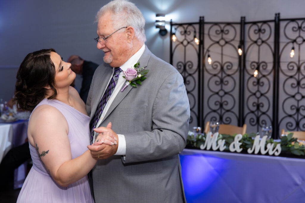 dad and daughter dancing sweetly during wedding reception at The Abbey